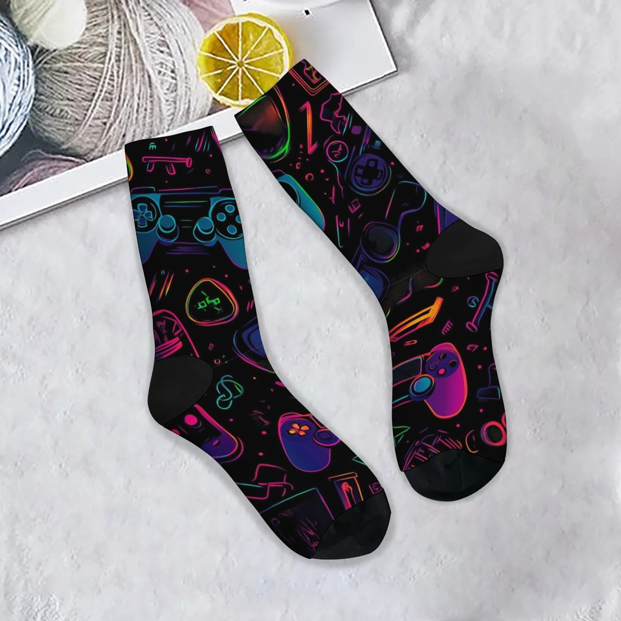 Youtube Gaming Accessories - Chaussettes antidérapantes mi-mollet pour hommes, confortables,